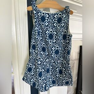 Girls Vineyard Vines Tile Medallion Romper in Deep Bay, Size M